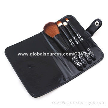 4-piece Makeup brush set, made of plastic handle and aluminum ferrule with great synthetic bristles